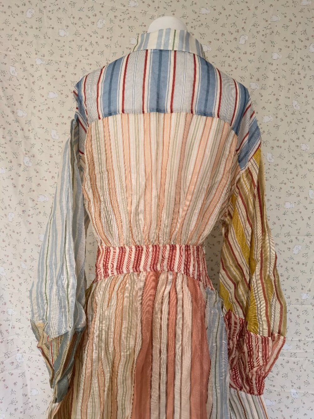 ZIMMERMANN Rebellion patchwork striped linen and silk-blend voile midi wrap dres - Picture 9 of 14